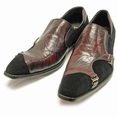 Fiesso Burgundy Genuine Wrinkled Leather Loafer Shoes FI8143